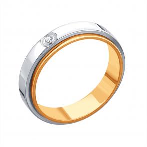 Обручальное кольцо 4,5 мм из комбинированного золота Karatov с бриллиантом Т13101Б395 фото
