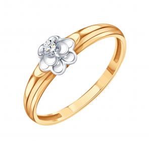 Золотое кольцо Karatov с бриллиантом Т13101Б668 фото