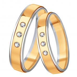 Золотое обручальное кольцо 4 мм Karatov с бриллиантом Т13101Б678 фото