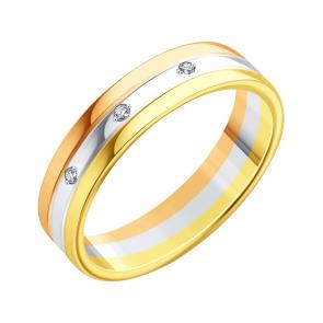 Обручальное кольцо 3,5 мм из комбинированного золота Karatov с бриллиантом Т13101Д442 фото