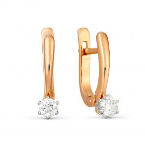 Золотые серьги Karatov с бриллиантом Т131027730 фото