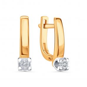 Золотые серьги Karatov с бриллиантом Т13102В232 фото