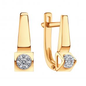 Золотые серьги Karatov с бриллиантом Т13102Г130 фото