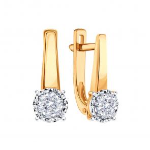 Золотые серьги Karatov с бриллиантом Т13162В197 фото