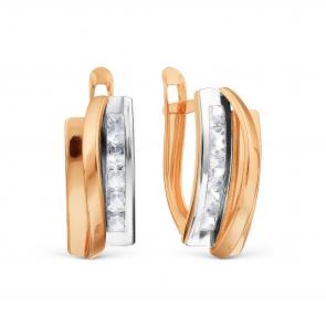 Золотые серьги Karatov с фианитом Т132028609 фото