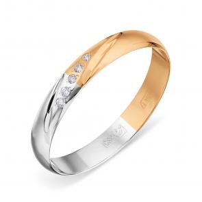 Обручальное кольцо 3 мм из комбинированного золота Karatov с фианитом Т132613700 фото