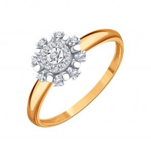 Золотое кольцо Karatov с бриллиантом Т13561Б409 фото