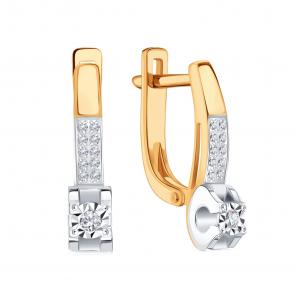 Золотые серьги Karatov с бриллиантом Т13562В233 фото