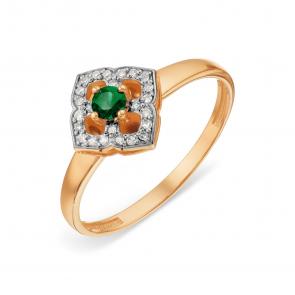 Золотое кольцо Karatov с бриллиантом и изумрудом Т14101А004 фото