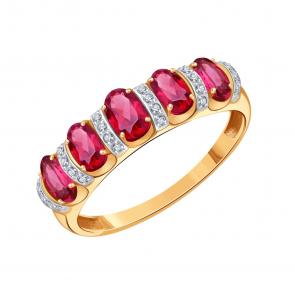 Золотое кольцо Karatov с бриллиантом и рубином Т14101Б452-01-01 фото