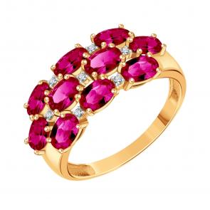 Золотое кольцо Karatov с бриллиантом и рубином Т14101Б473-01-01 фото
