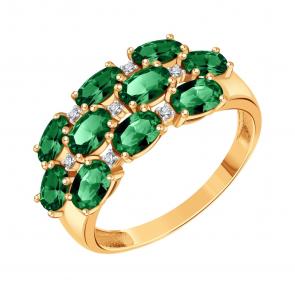 Золотое кольцо Karatov с бриллиантом и изумрудом Т14101Б473 фото