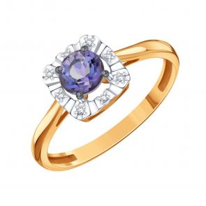 Золотое кольцо Karatov с бриллиантом и танзанитом Т14101Б827 фото