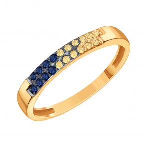 Золотое кольцо Karatov с сапфиром и коньячным бриллиантом Т14101Б842 фото