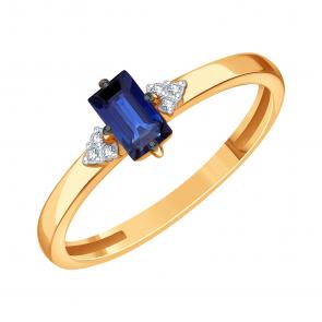 Золотое кольцо Karatov с бриллиантом и сапфиром Т14101Б868 фото