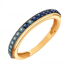 Золотое кольцо Karatov с сапфиром и Лондон топазом Т14101Б990 фото