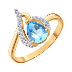 Золотое кольцо Karatov с топазом и бриллиантом Т14101Д405 фото