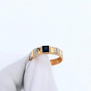 Золотое кольцо Karatov с бриллиантом и сапфиром Т14101Д489 фото