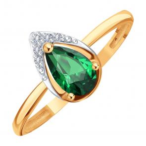 Золотое кольцо Karatov с бриллиантом и гидротермальным изумрудом Т14101Д832-02-03 фото