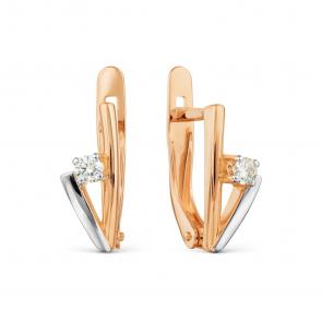 Золотые серьги Karatov с бриллиантом Т141021692 фото