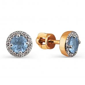 Золотые серьги Karatov с топазом и бриллиантом Т141024595 фото
