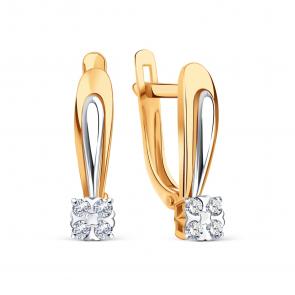 Золотые серьги Karatov с бриллиантом Т141029844 фото