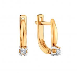 Золотые серьги Karatov с бриллиантом Т14102В271 фото