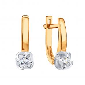 Золотые серьги Karatov с бриллиантом Т14102В350 фото