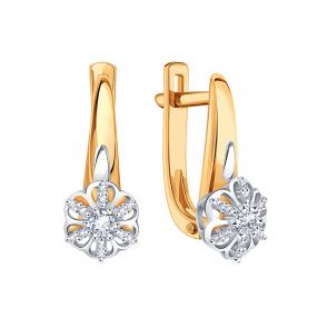 Золотые серьги Karatov с бриллиантом Т14102В550 фото