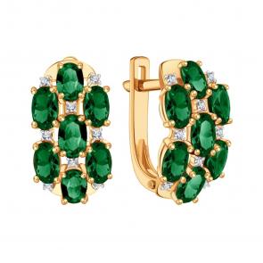 Золотые серьги Karatov с бриллиантом и изумрудом Т14102В560 фото