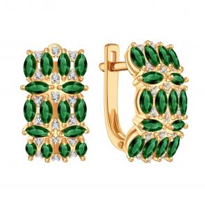 Золотые серьги Karatov с бриллиантом и изумрудом Т14102В561 фото