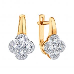 Золотые серьги Karatov с бриллиантом Т14102В715 фото