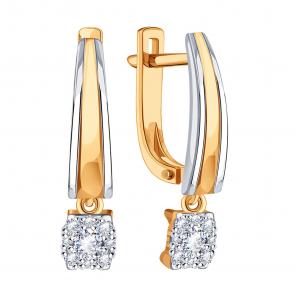 Золотые серьги Karatov с бриллиантом Т14102В977-01 фото