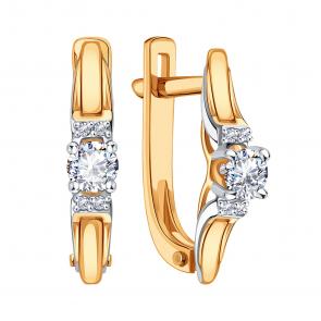 Золотые серьги Karatov с бриллиантом Т14102В978-01 фото