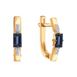 Золотые серьги Karatov с бриллиантом и сапфиром Т14102Г145 фото