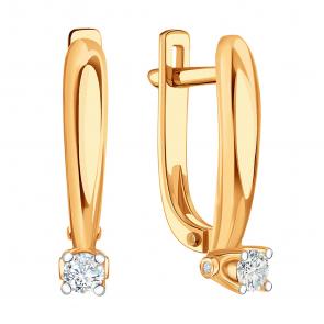 Золотые серьги Karatov с бриллиантом Т14102Г178 фото