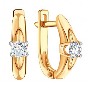 Золотые серьги Karatov с бриллиантом Т14102Г180 фото