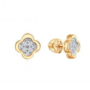 Золотые серьги Karatov с бриллиантом Т14102Г185 фото