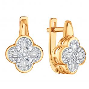 Золотые серьги Karatov с бриллиантом Т14102Г292 фото