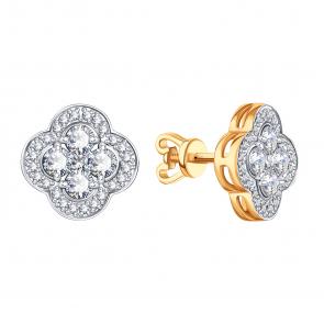 Золотые серьги Karatov с бриллиантом Т14102Г323 фото