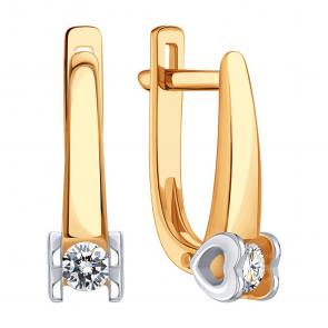 Золотые серьги Karatov с бриллиантом Т14102Г345 фото