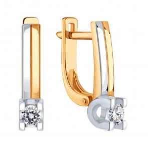 Золотые серьги Karatov с бриллиантом Т14102Г347 фото