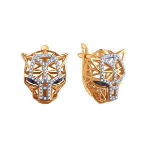 Золотые серьги Karatov с бриллиантом Т14102Г568 фото