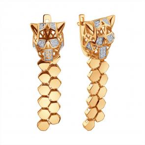 Золотые серьги Karatov с бриллиантом Т14102Г597 фото