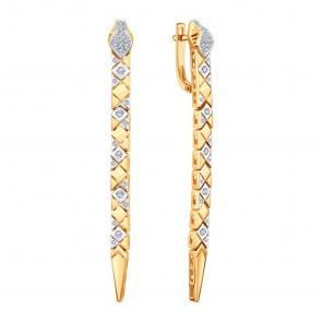 Золотые серьги Символ года Змея Karatov с бриллиантом Т14102Г897 фото