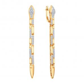 Золотые серьги Символ года Змея Karatov с бриллиантом Т14102Г900 фото