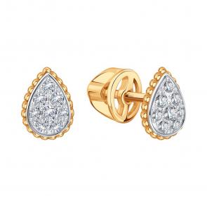 Золотые серьги Karatov с бриллиантом Т14102Г911 фото