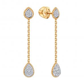 Золотые серьги Karatov с бриллиантом Т14102Г913 фото