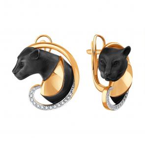 Золотые серьги Karatov с бриллиантом Т14152Г208 фото