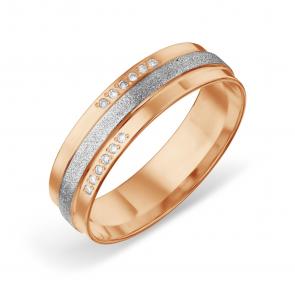 Обручальное кольцо 5 мм из комбинированного золота Karatov с бриллиантом Т141619015 фото